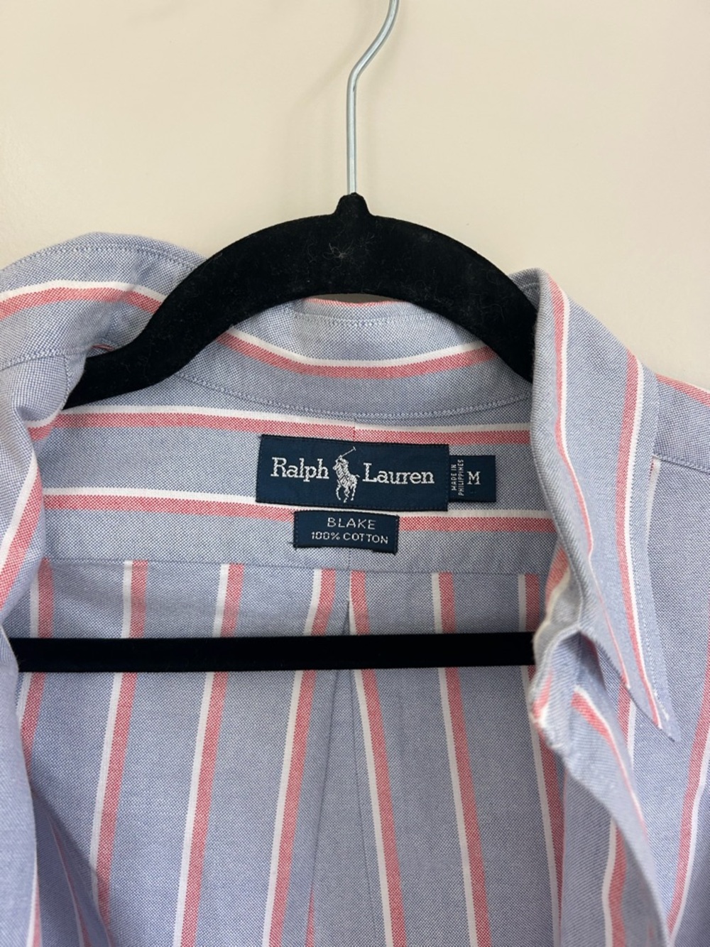 Ralph Lauren Blue with Pink & White Striped Oxford Shirt